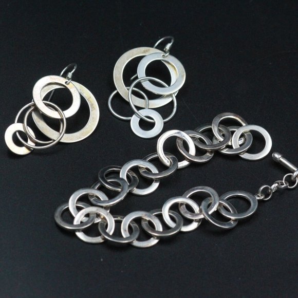 STERLING SILVER CA CANADA CIRCULAR NECKLACE SET - Picture 3 of 12